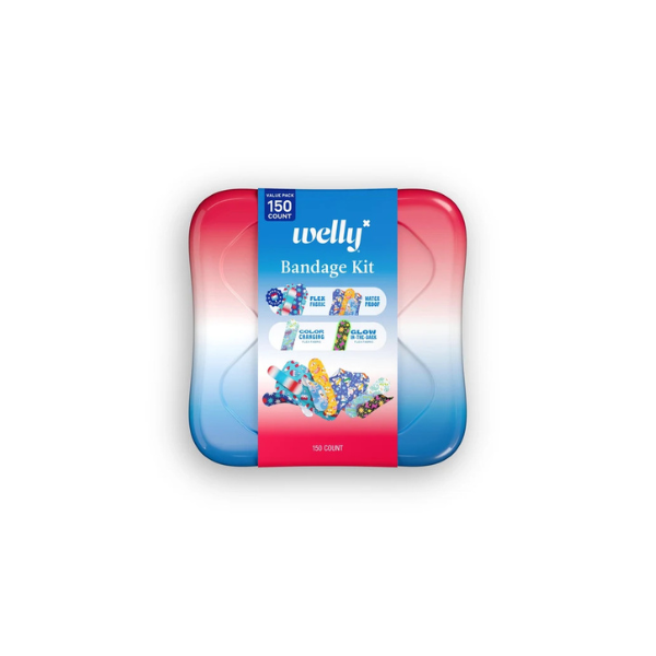 Welly Assorted Red White & Blue Bandage Kit, 150 ct.
