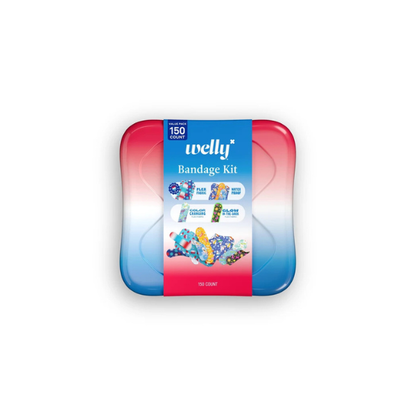 Welly Assorted Red White & Blue Bandage Kit, 150 ct.
