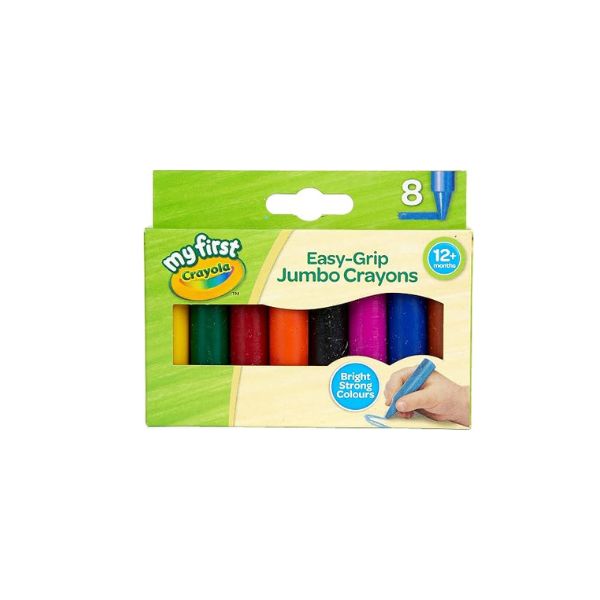 CRAYOLA MyFirst Jumbo Crayons - Assorted Colours (Pack of 8) | Easy-Grip Colouring Crayons Perfect for Toddlers Hands | Ideal for Kids Aged 12+ Months
