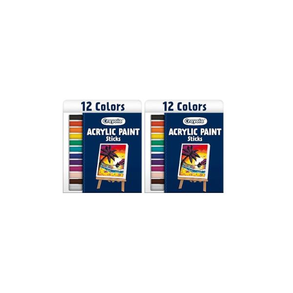 Crayola Acrylic Paint Doodle Sticks (12ct), Acrylic Paint Marker Set for Kids, Quick Dry, Multi-Surface, Less Mess, Kids Craft Supplies, Ages 8+ (Pack of 2)