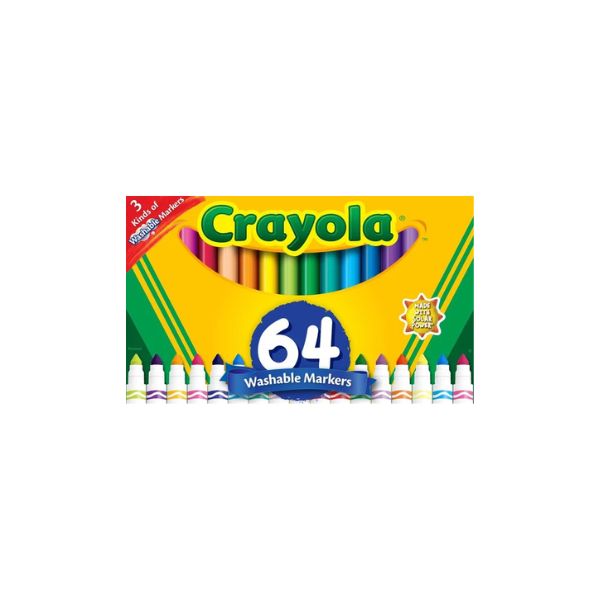 Crayola Washable Broad Line Marker Variety Set (64ct), Teacher School Supplies for Toddlers & Kids, Ultra-Clean, Window, & Gel FX Markers for Kids, 3+