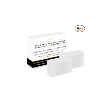 VALITIC Snail Mucin Kojic Acid Soap Bar, Anti Aging Tone Corrector 4 Pack