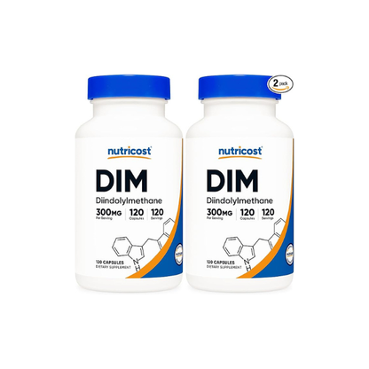 Nutricost DIM (Diindolylmethane) Plus BioPerine 300mg, 120 Vegetarian Capsules - Up to 4 Month Supply, Max Strength DIM Supplement (Pack of 2)