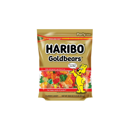HARIBO Goldbears Gummy Bears Original Assorted Fruit Flavor Candy Gummies, 28.8 oz, Bulk Party Size Bag