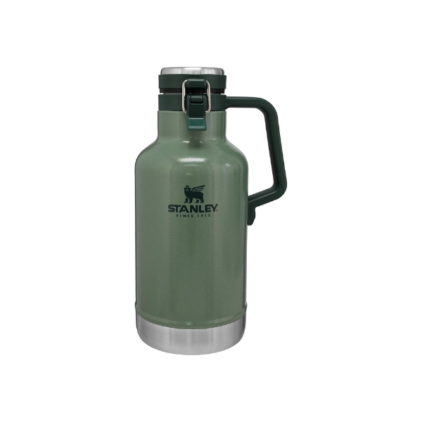 Stanley Classic Easy-Pour Growler 64 oz | Keeps Beer Cold or Coffee Hot | Leakproof Steel Lined Lid and Easy to Carry Handle | Insulated Stainless Steel | BPA-Free | Green