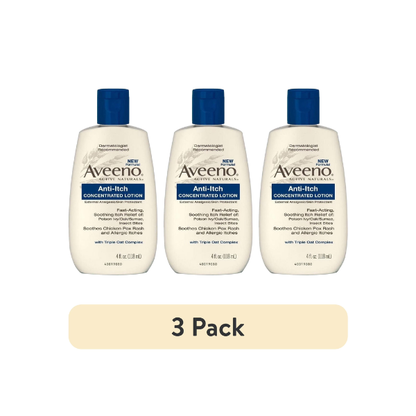 Aveeno Anti-Itch Concentrated Lotion, 4-Ounce Bottles (Pack of 3)
