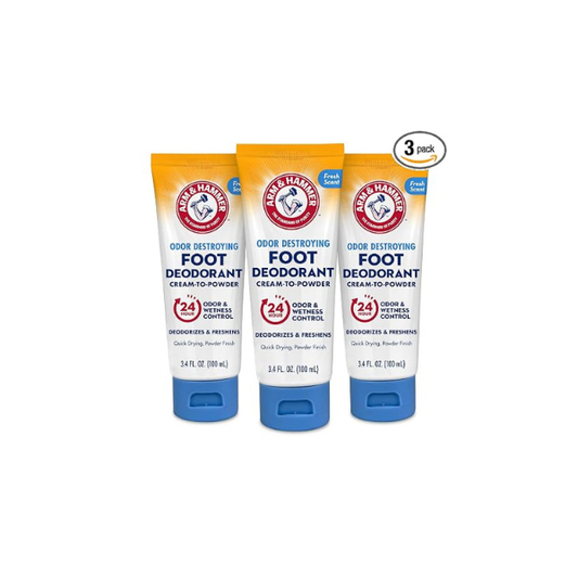Arm & Hammer Cream to Powder Foot Deodorant, Sweat & Odor Control, 3 Pack