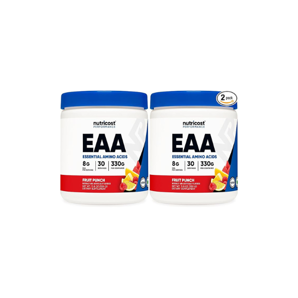 Nutricost EAA Powder 30 Servings (Fruit Punch) - Essential Amino Acids - Non-GMO, Gluten Free, Vegetarian Friendly (Pack of 2)