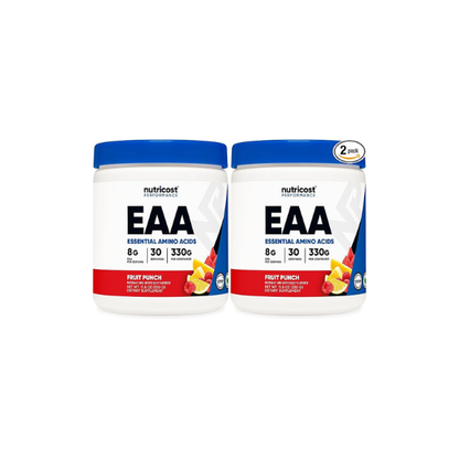 Nutricost EAA Powder 30 Servings (Fruit Punch) - Essential Amino Acids - Non-GMO, Gluten Free, Vegetarian Friendly (Pack of 2)