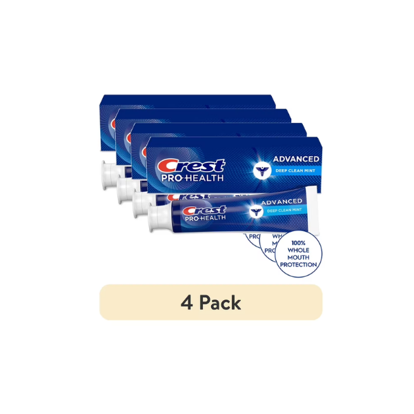 (4 pack) Crest Toothpaste, Pro-Health Advanced Deep Clean Mint Fluoride Toothpaste, 5.1 oz