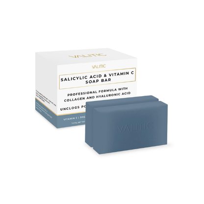 VALITIC Salicylic Acid Soap Bar with Vitamin C, Face and Body Wash, 2 Pack