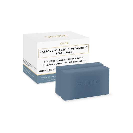 VALITIC Salicylic Acid Soap Bar with Vitamin C, Face and Body Wash, 2 Pack
