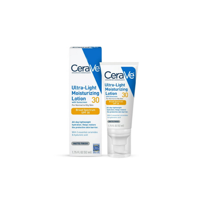 CeraVe Sunscreen Ultra-Light Moisturizing Face Lotion SPF 30 for Normal to Oily Skin, 1.75 fl oz