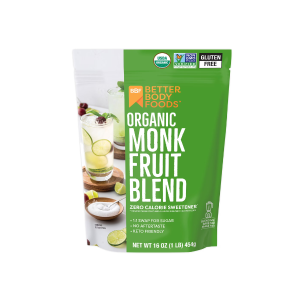 BetterBody Foods Organic Monk Fruit Sweetener Blend, Sugar Substitute, 1 lb