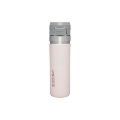 Stanley Quick Flip GO Water Bottle 24 oz | Push Button Lid | Leakproof and Packable for Travel and Sports | Insulated Stainless Steel | BPA-Free | Rose Quartz
