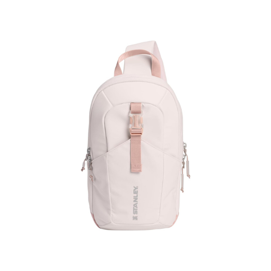 STANLEY Vitalize Crossbody Bag | Hydration Sling with Zippered Drinkware Compartment | Adjustable Strap | Multiple Storage Pockets | Durable Recycled Fabric | Rose Quartz
