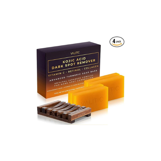 VALITIC Kojic Acid Dark Spot Remover Soap Bars, Turmeric Bar Soaps 4 Pack