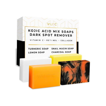 VALITIC Kojic Acid Soap Bars 4 Assorted Dark Spot Remover Soaps Gift Set