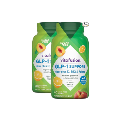 Vitafusion GLP-1 Support Fiber Plus Vitamins D,B12 and Folate Gummy Vitamins,Citrus Flavor,Sugar Free,30 Day Supply,90 Count (Pack of 2)