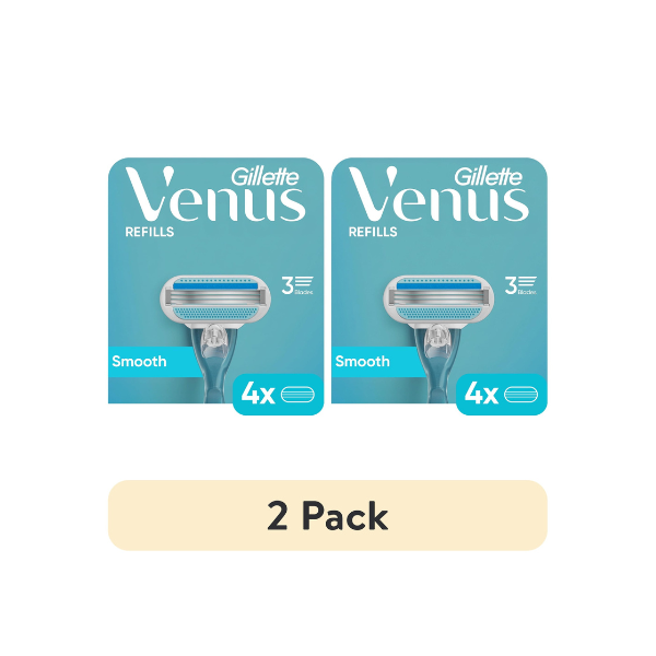 (2 pack) Venus Smooth Women's Razor Blade Refills, 4 Count