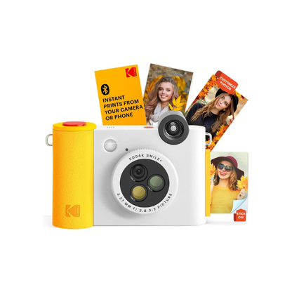 Kodak Smile+ 2-in-1 Digital Instant Camera & Wireless Bluetooth Photo Printer, 10MP, Special-Effect Rotating Lens, Zink 2x3 (5.1x7.5 cm) Sticky-Back Photos, Print via App from Smart Devices, White