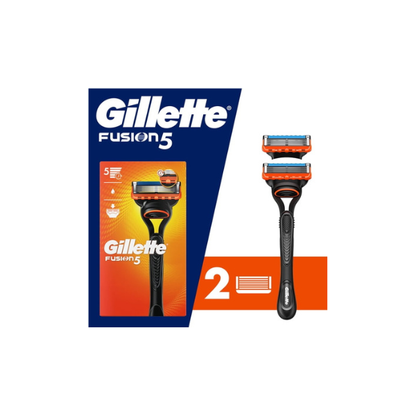 Gillette Fusion5 Razor Men 5 Blade Manual Razor ,1 Handle and 2 Blade Refills ,Black