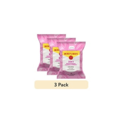 (3 pack) Burt's Bees Micellar Facial Towelettes With Rose Water, 30 ct. Package