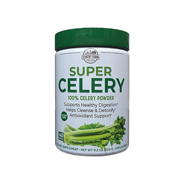 Country Farms Super Celery Powder, 100% Celery Powder, Supports Healthy Digestion, Helps Cleanse & Detoxify, Antioxidant Support, 40 Servings, 11.3 Ounce (Pack of 1)
