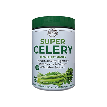 Country Farms Super Celery Powder, 100% Celery Powder, Supports Healthy Digestion, Helps Cleanse & Detoxify, Antioxidant Support, 40 Servings, 11.3 Ounce (Pack of 1)