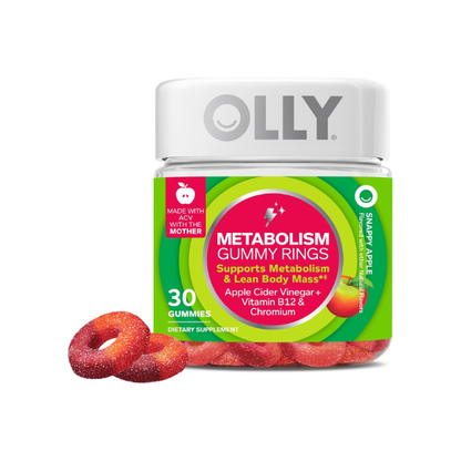 OLLY Metabolism Gummy Rings, Cellular Energy Supplement,* ACV - 30 Count