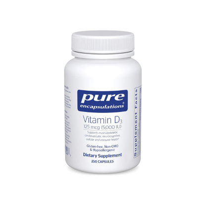 Pure Encapsulations Vitamin D3 125 mcg (5,000 IU), 250 Capsules