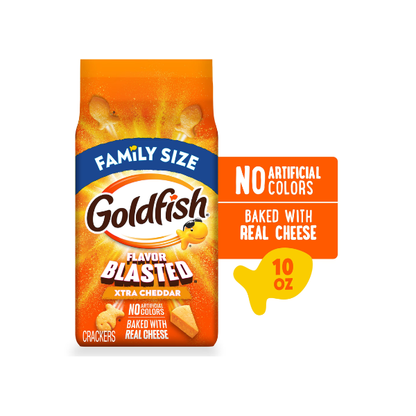 Goldfish Crackers, Flavor Blasted Xtra Cheddar Crackers, Family Size, 10 oz Bag