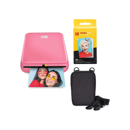 KODAK Step Instant Photo Printer with Bluetooth/NFC, Zink Technology & KODAK App for iOS & Android (Pink) Go Bundle