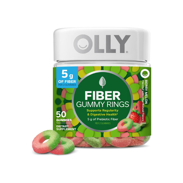 OLLY Fiber Gummy Rings, Digestive Health Supplement, Berry Melon - 50 Count