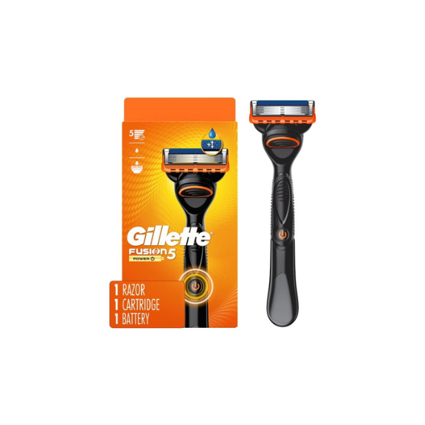 Gillette Fusion5 Power Men's Razor Handle, Orange, 1 Blade Refill