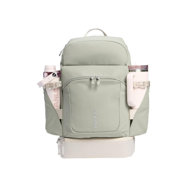 STANLEY Vitalize Backpack | Gym, Work & Travel Bag with Laptop Sleeve | Expandable Bottom Compartment | Tumbler & Water Bottle Pockets | Durable Recycled Fabric | Sage Grey