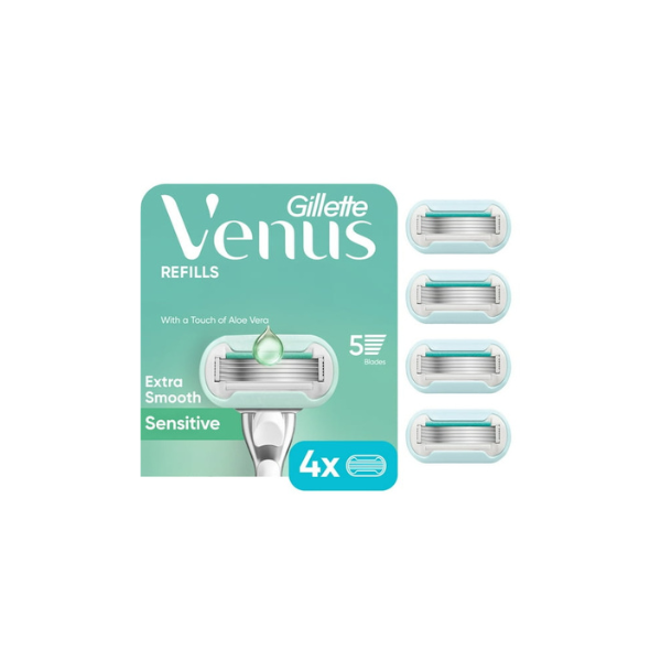 Venus Womens Razor Blade Refills, Deluxe Smooth Sensitive, 4 Count