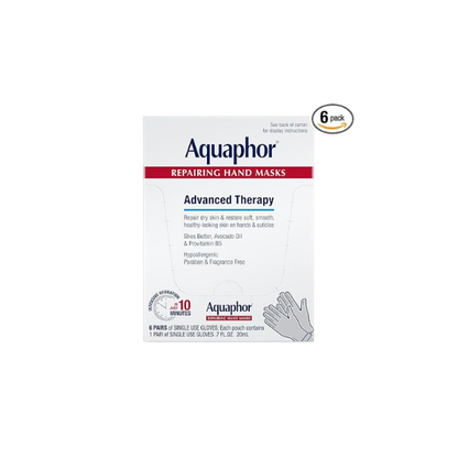Aquaphor Advanced Therapy Repairing Hand Masks, 6 Masks x 0.7 FL OZ