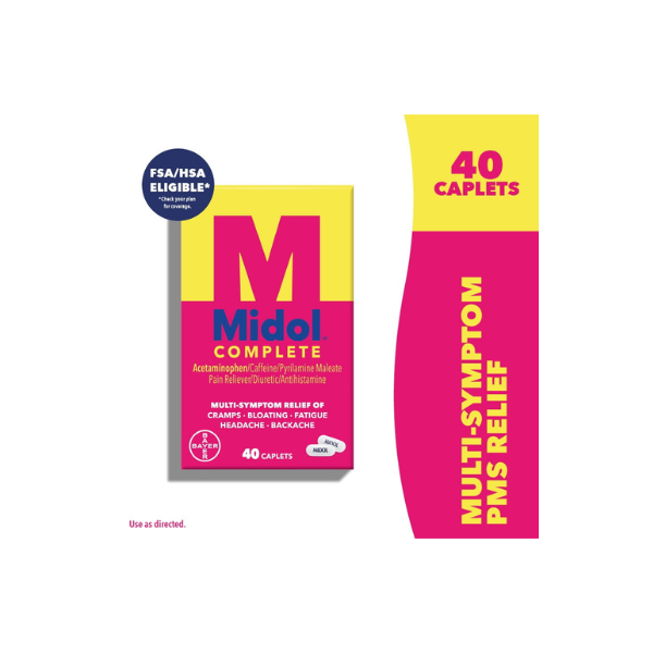 Midol Complete Menstrual Pain Relief Acetaminophen Caplets, 40 Count