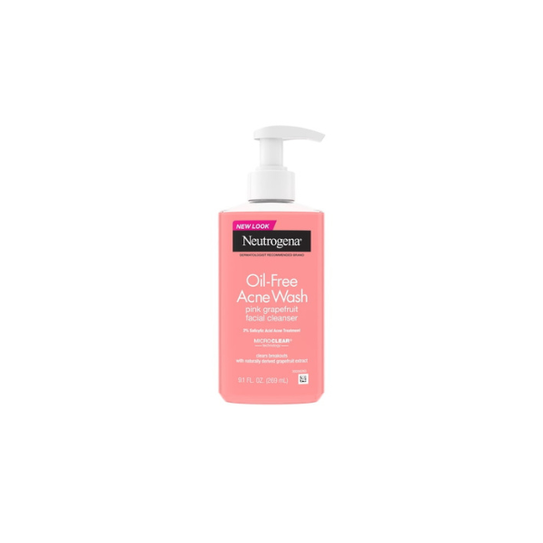 Neutrogena Oil-Free Pink Grapefruit Acne Face Wash, Salicylic Acid Facial Cleanser, 9.1 fl oz