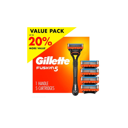 Gillette Fusion5 Manual Razor Blade Men, 1 Handle and 5 Blade Refills, Black