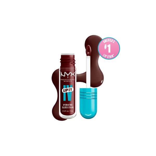 NYX Professional Makeup Lip IV Hydrating Lip Gloss Stain with Coconut Water, Water bout Wine, 0.16 fl oz