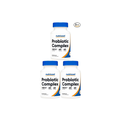 Nutricost Probiotic Complex - 50 Billion CFU, 60 Capsules - Probiotic for Men and Women - Vegetarian Capsules, Non-GMO, Gluten Free (Pack of 3)