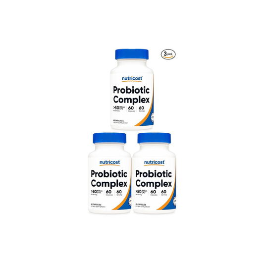 Nutricost Probiotic Complex - 50 Billion CFU, 60 Capsules - Probiotic for Men and Women - Vegetarian Capsules, Non-GMO, Gluten Free (Pack of 3)