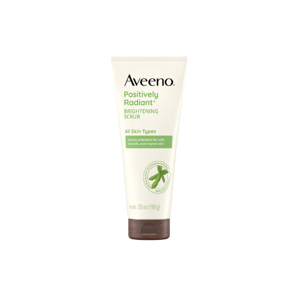 Aveeno Positively Radiant Skin Brightening Daily Facial Scrub with Moisture-Rich Soy Extract, Gently Exfoliates & Cleanses for Soft, Smooth, More Even-Toned Skin, Hypoallergenic, 7 oz