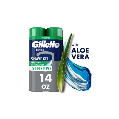 Gillette Series Shave Gel for Men, Soothing with Aloe Vera, Twin Pack, 14 oz