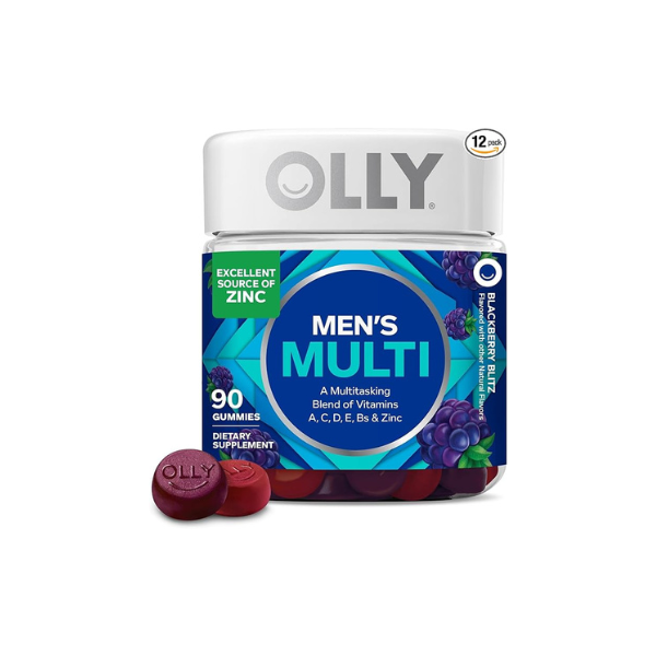 OLLY Men's Multivitamin Gummy, Vitamins A, C, D, E, B, Zinc, BlackBerry Flavor, 45 Day Supply - 90 Count (Pack of 12)