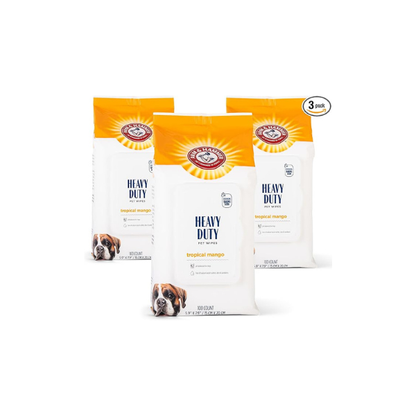 Arm & Hammer Heavy Duty Multipurpose Dog Wipes, Mango, 100 Count, 3-Pack