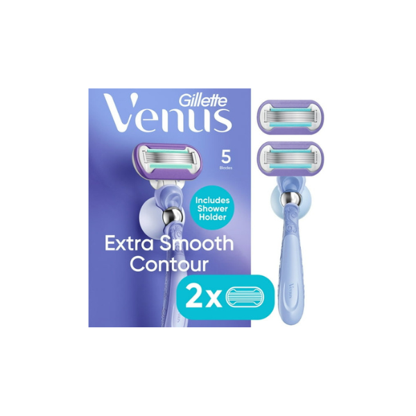 Venus Manual Razor, Deluxe Smooth Swirl for Women, 5 Blades, Handle + 2 Refills, Purple