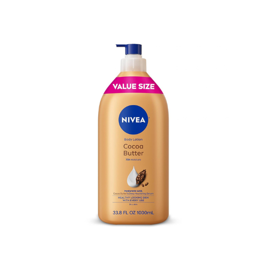 NIVEA Cocoa Butter Body Lotion for Dry Skin, Hyaluronic Acid, 33.8 Fl Oz